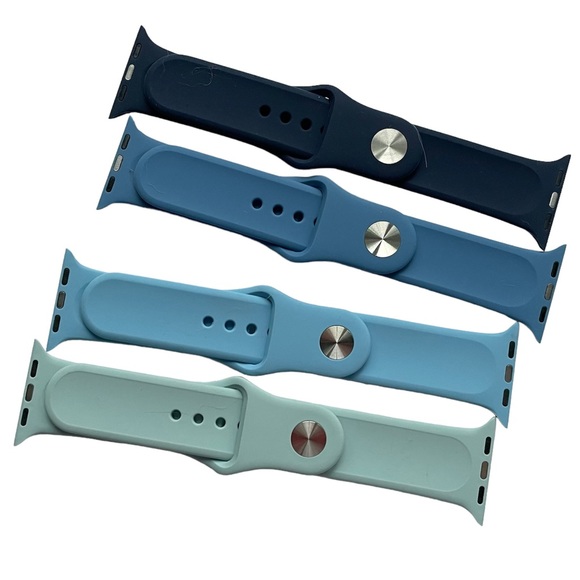 4 Silicone Sport Bands Apple Watch 38/40/41mm M/L NEW Blue Bundle - Picture 2 of 5